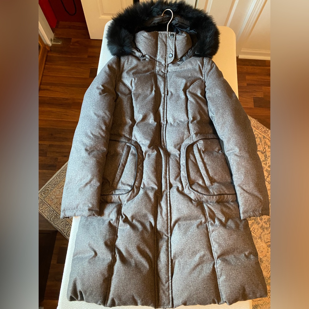Soia & Kyo Charcoal Puffer Jacket with Dark Fur Hood